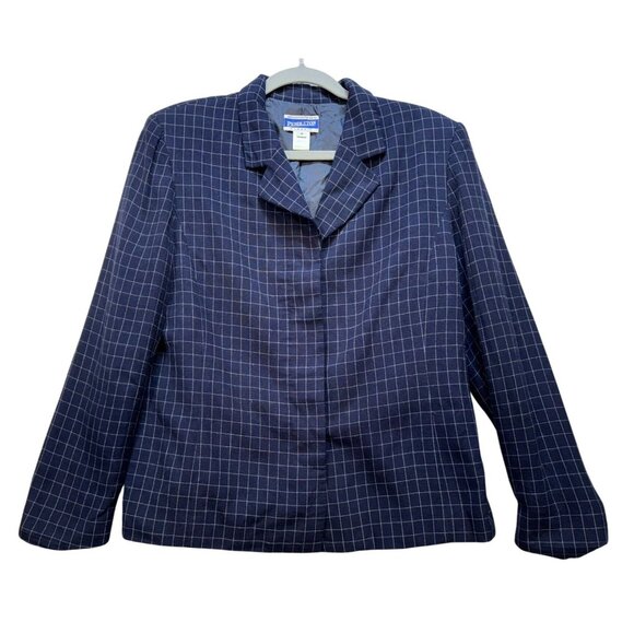 Pendleton  Womens Classic Blue Checkered Blazer Jacket Size 10 Made In USA - Picture 1 of 13